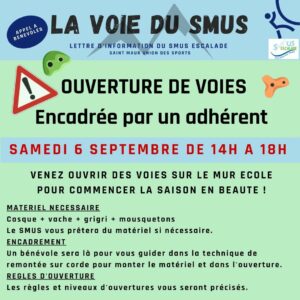 Lire la suite à propos de l’article Ouverture de voies samedi 6 sept de 14h à 18h salle Brossolette
