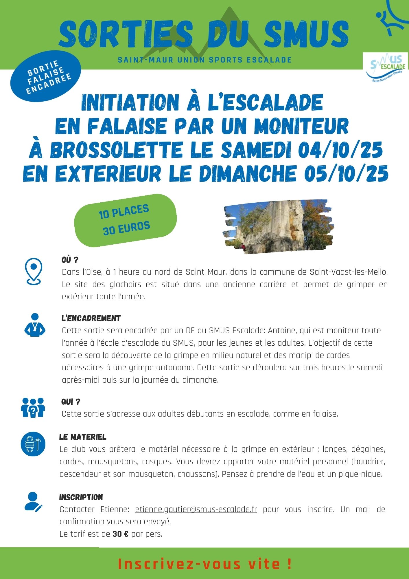 You are currently viewing Initiation escalade en falaise les 4 et 5 octobre 2025