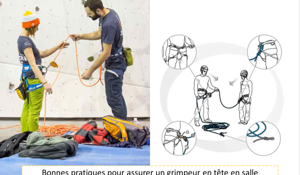 Bonnes pratiques pour assurer un grimpeur en tête en salle
